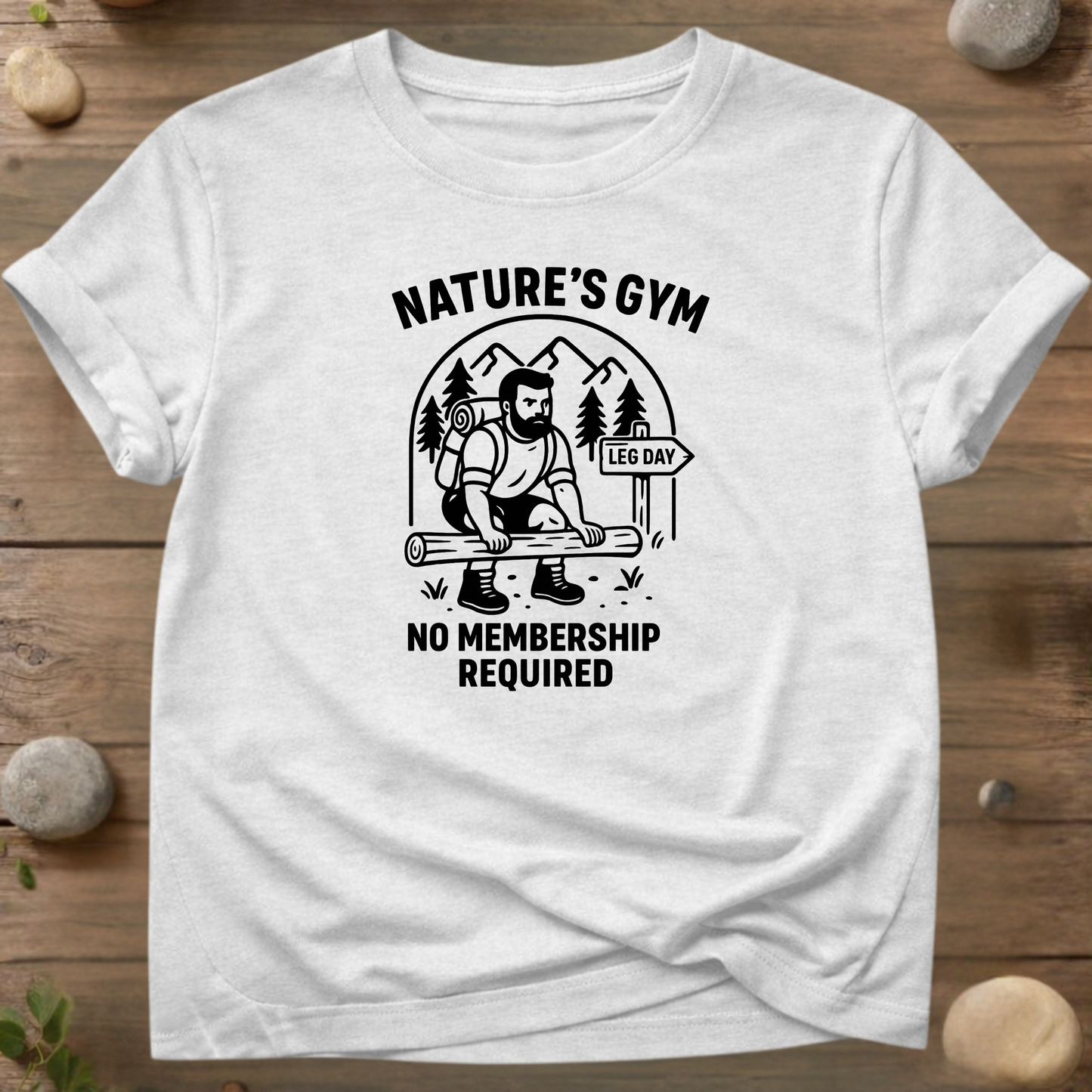 Nature's Gym T-shirt – Grappig wandel- en fitnessshirt | Geen lidmaatschap vereist | Outdoor T-shirt