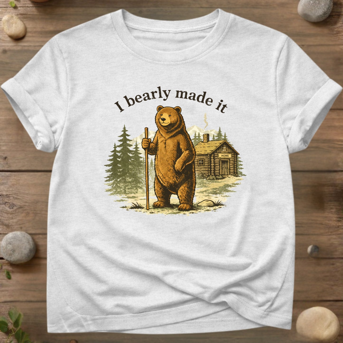 I Bearly Made It – Vintage Outdoor Bear Hiking T-Shirt