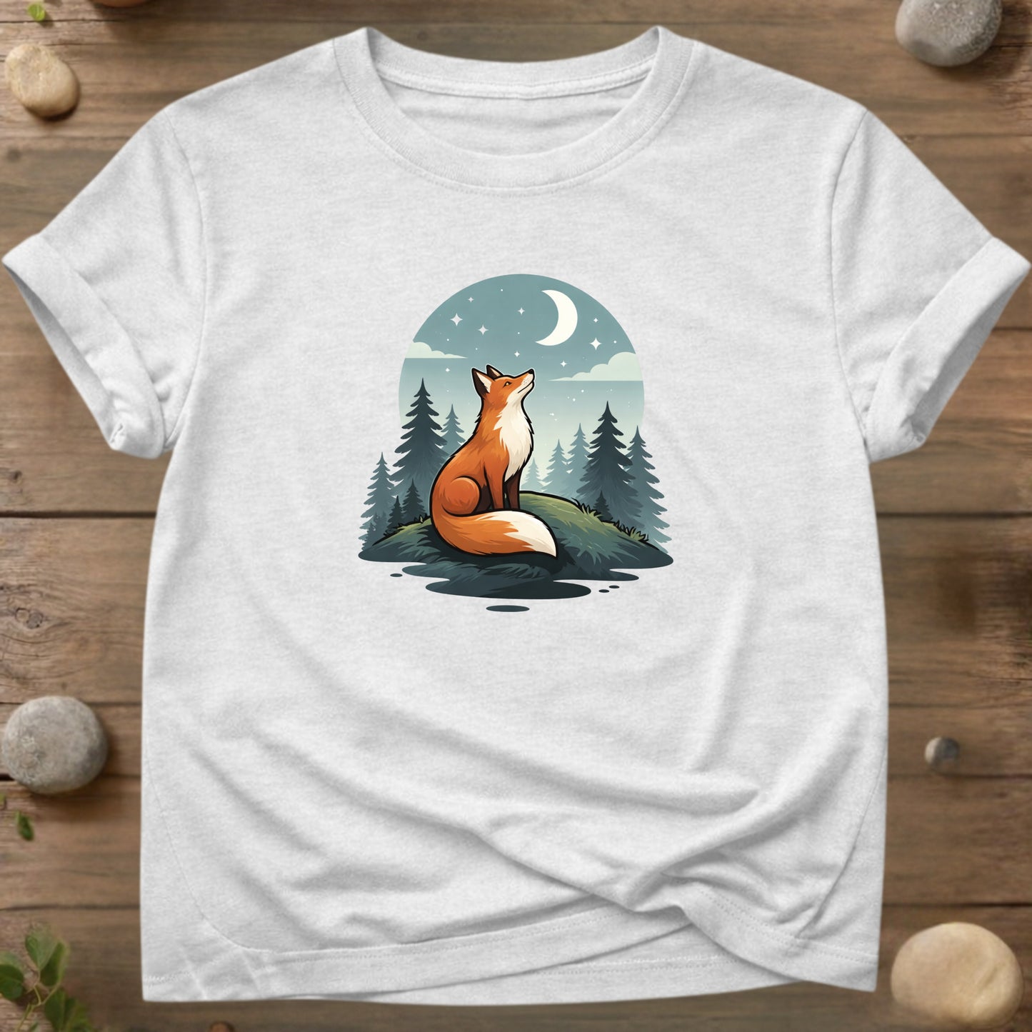 Moonlit Fox – Minimal Scandinavian Nature T-Shirt