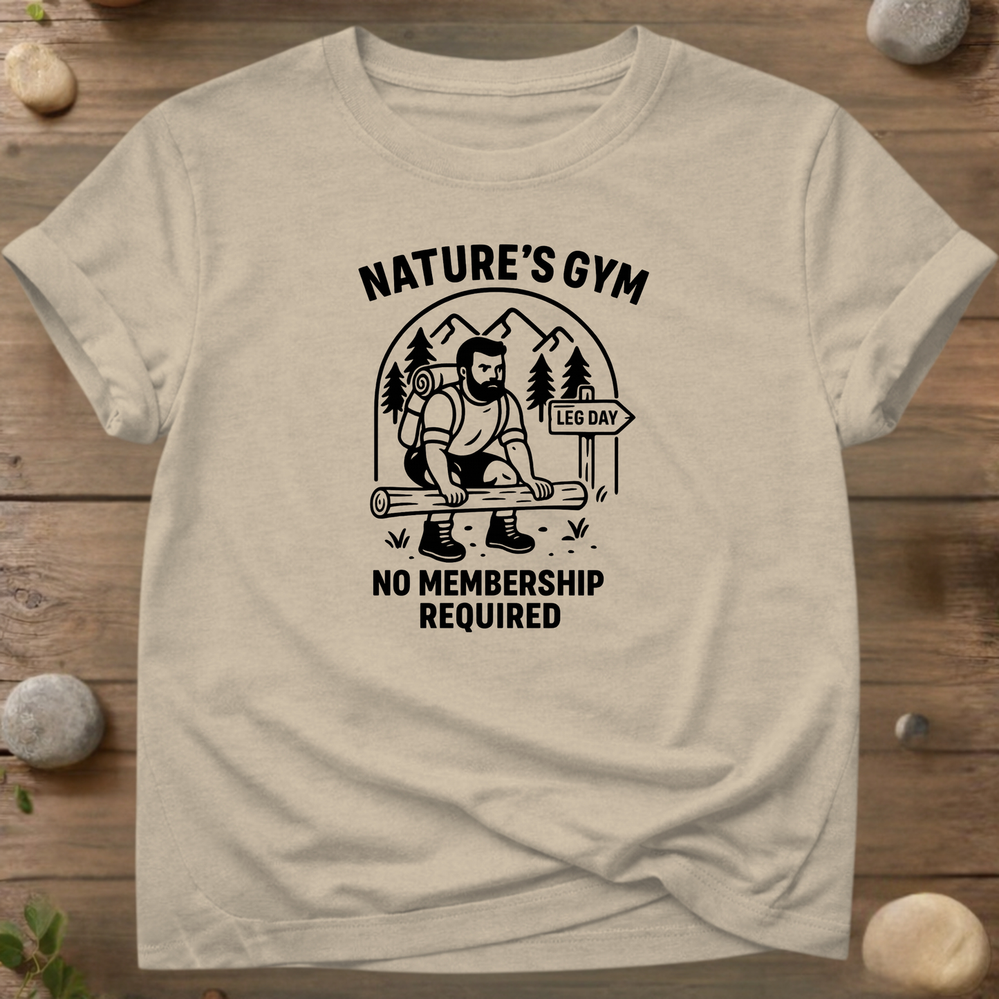 Nature's Gym T-shirt – Grappig wandel- en fitnessshirt | Geen lidmaatschap vereist | Outdoor T-shirt
