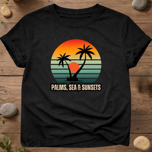 Palms, Sea & Sunsets T-Shirt – Retro Tropical Tee