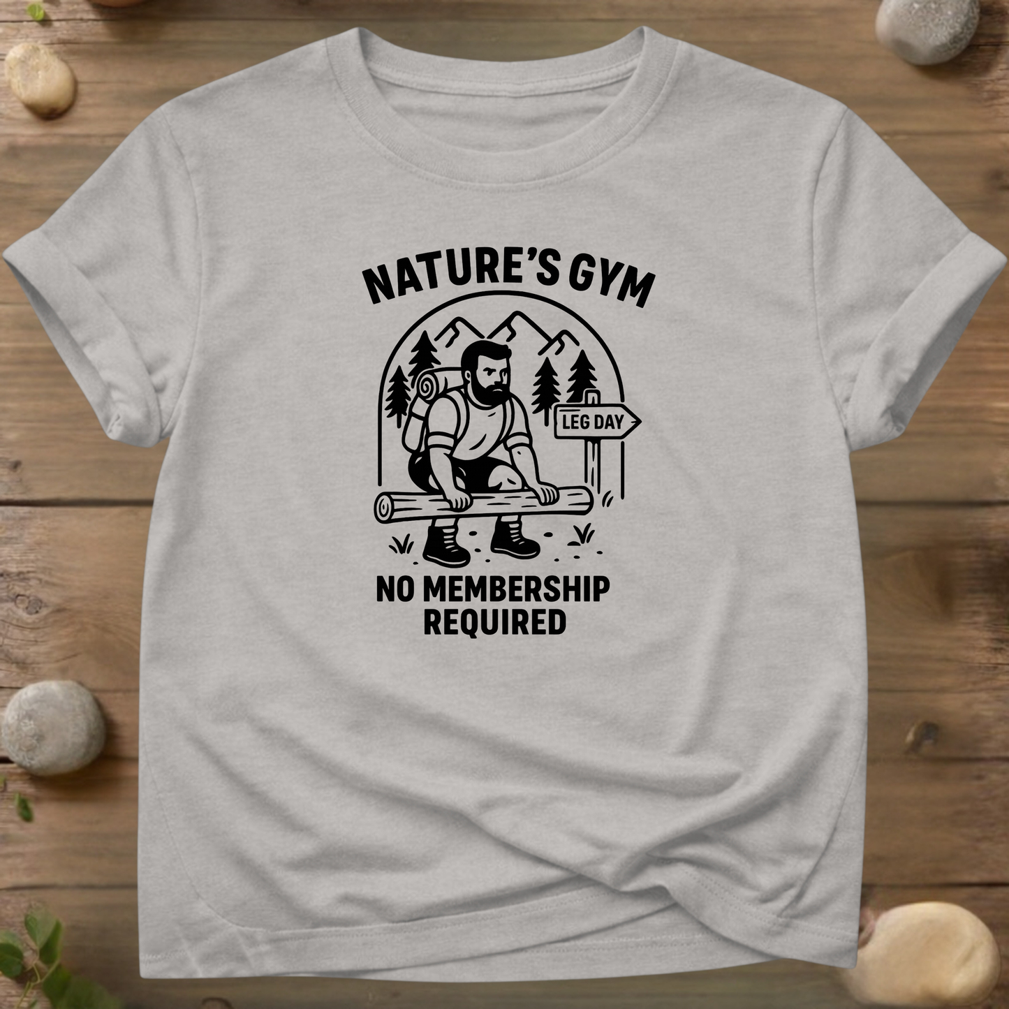 Nature's Gym T-shirt – Grappig wandel- en fitnessshirt | Geen lidmaatschap vereist | Outdoor T-shirt