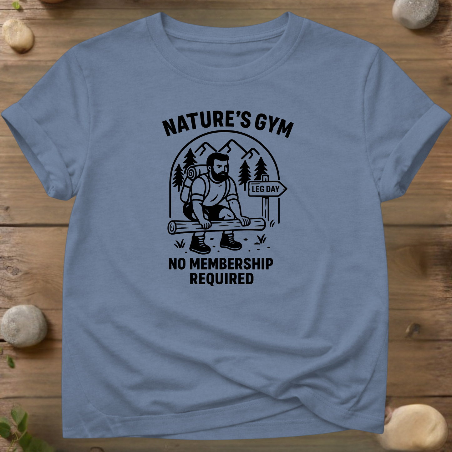 Nature's Gym T-shirt – Grappig wandel- en fitnessshirt | Geen lidmaatschap vereist | Outdoor T-shirt