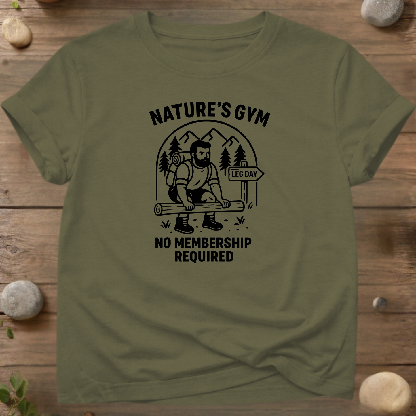 Nature's Gym T-shirt – Grappig wandel- en fitnessshirt | Geen lidmaatschap vereist | Outdoor T-shirt