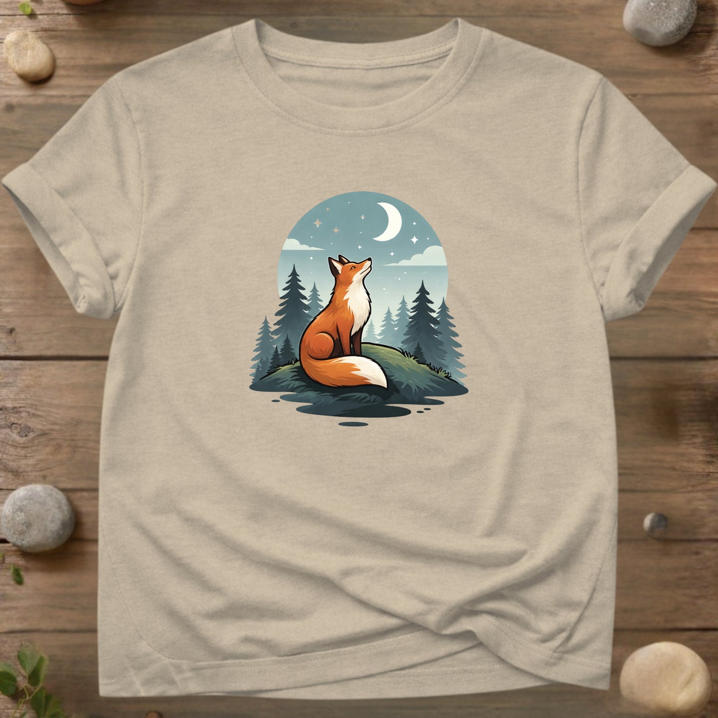 Moonlit Fox – Minimal Scandinavian Nature T-Shirt